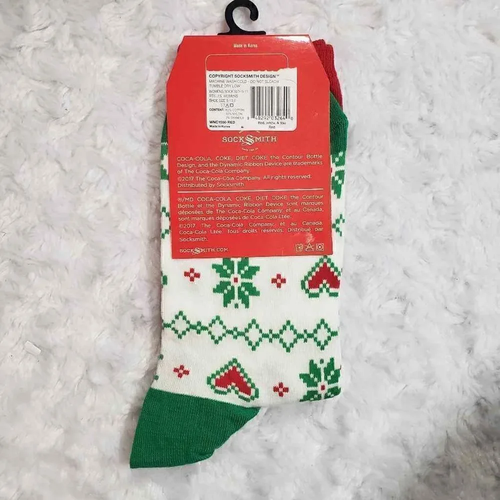 NWT Coca Cola holiday Polar Bear socks womens shoe 5-10.5